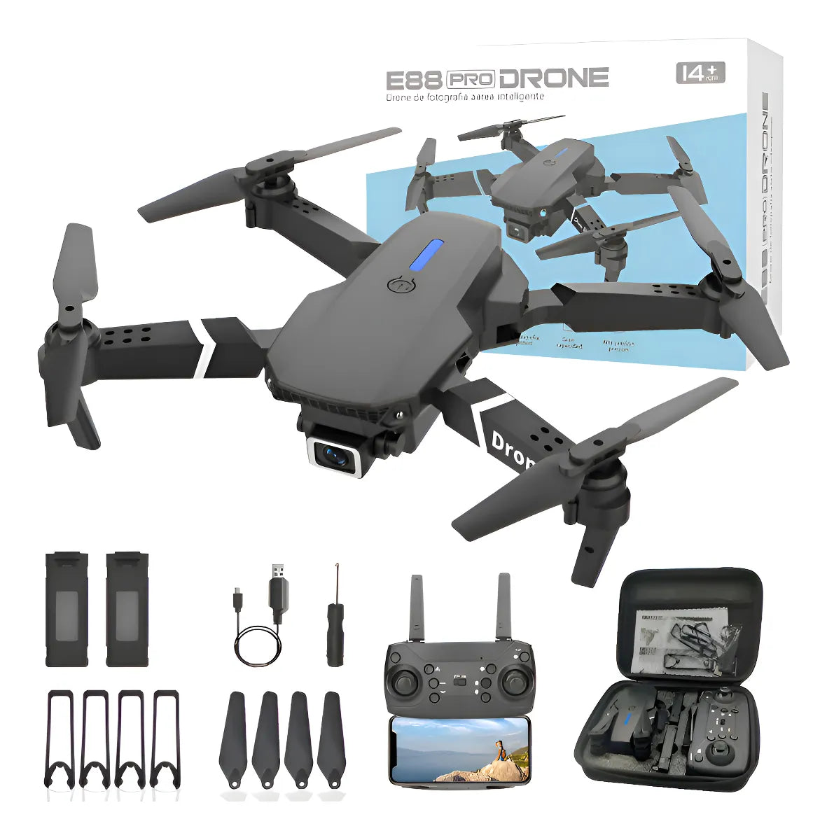 Drone E88 Pro con Cámara HD - Control Remoto WiFi FPV